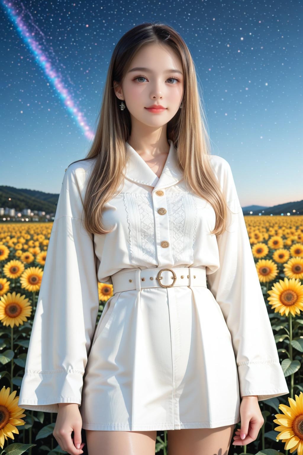 🌻 夜空とひまわりの幻想