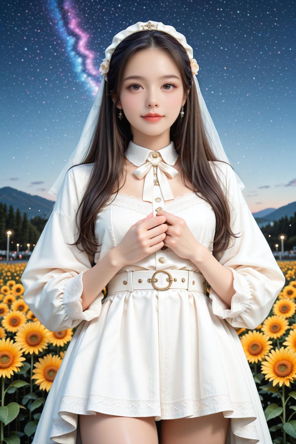 🌻 夜空とひまわりの幻想