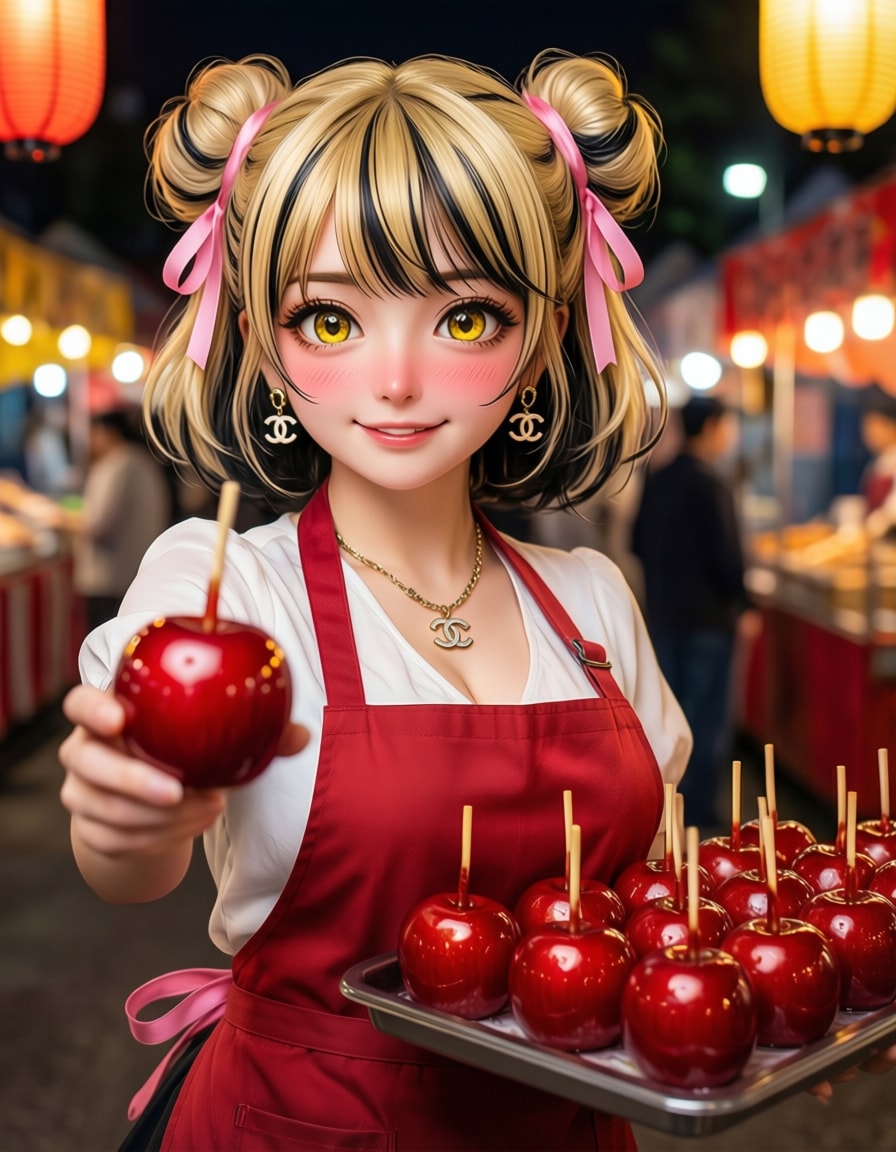 りんごあめ売りの巴ちゃんで遊んでみました