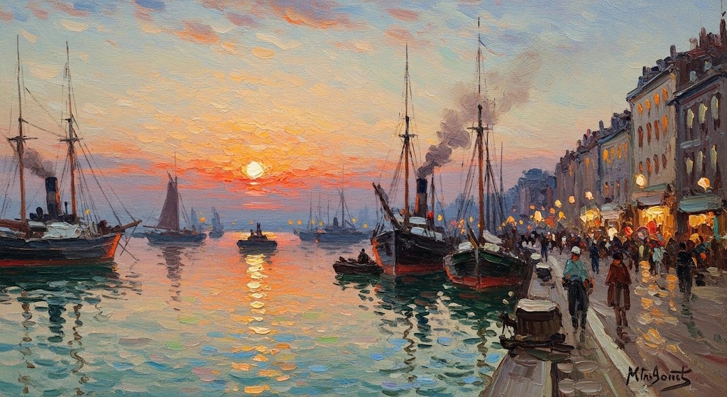 ミンゴワン展：黄昏の港に射す光