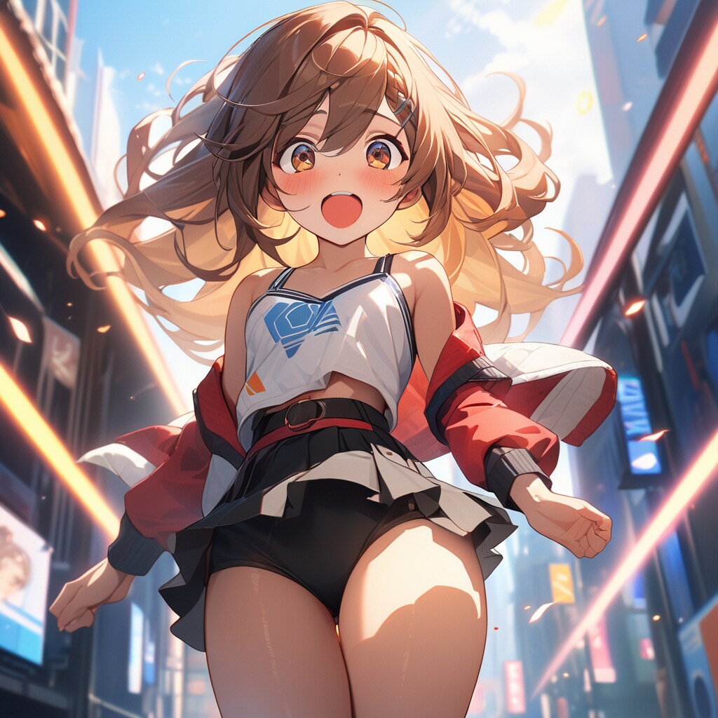 キャミトップの少女