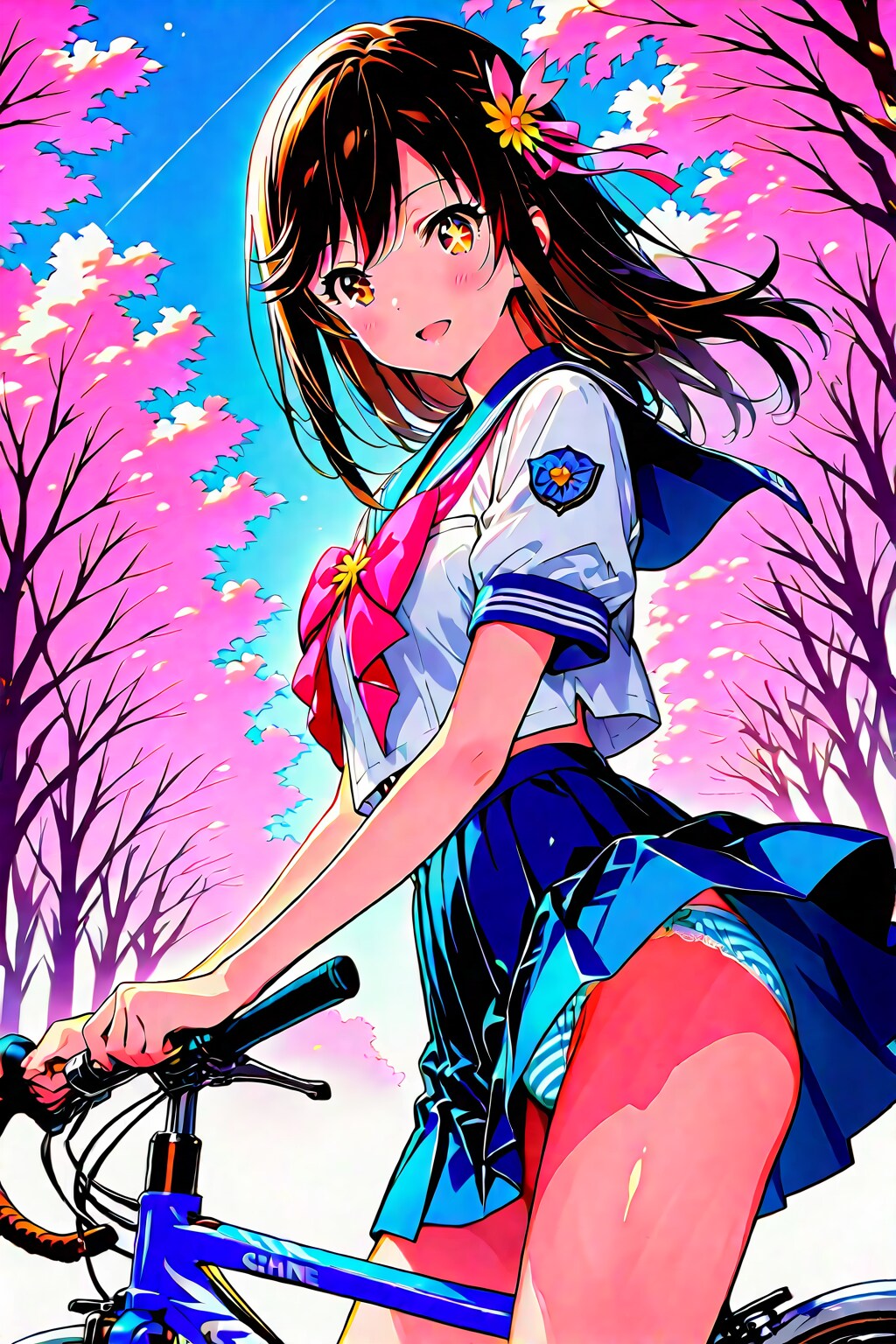 自転車通学少女 ほたるん（一条蛍）2  自転車パンチラ