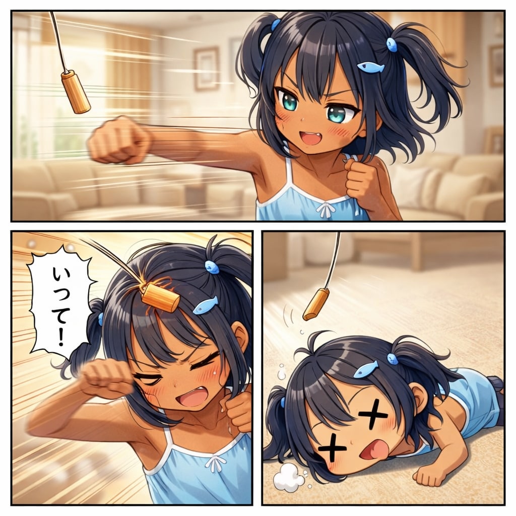 電気のヒモでボクシングするこなつちゃん