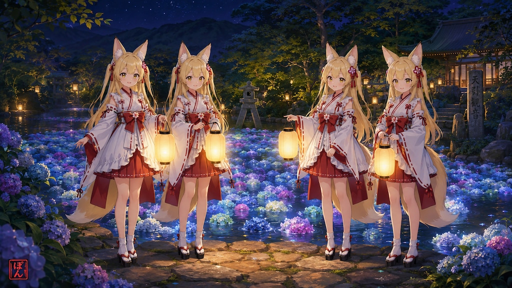 夜の雨引観音(水中華)
