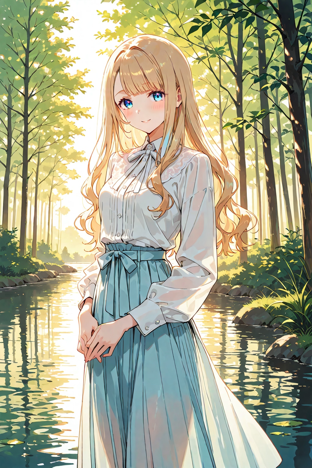 湖畔に立つ朝