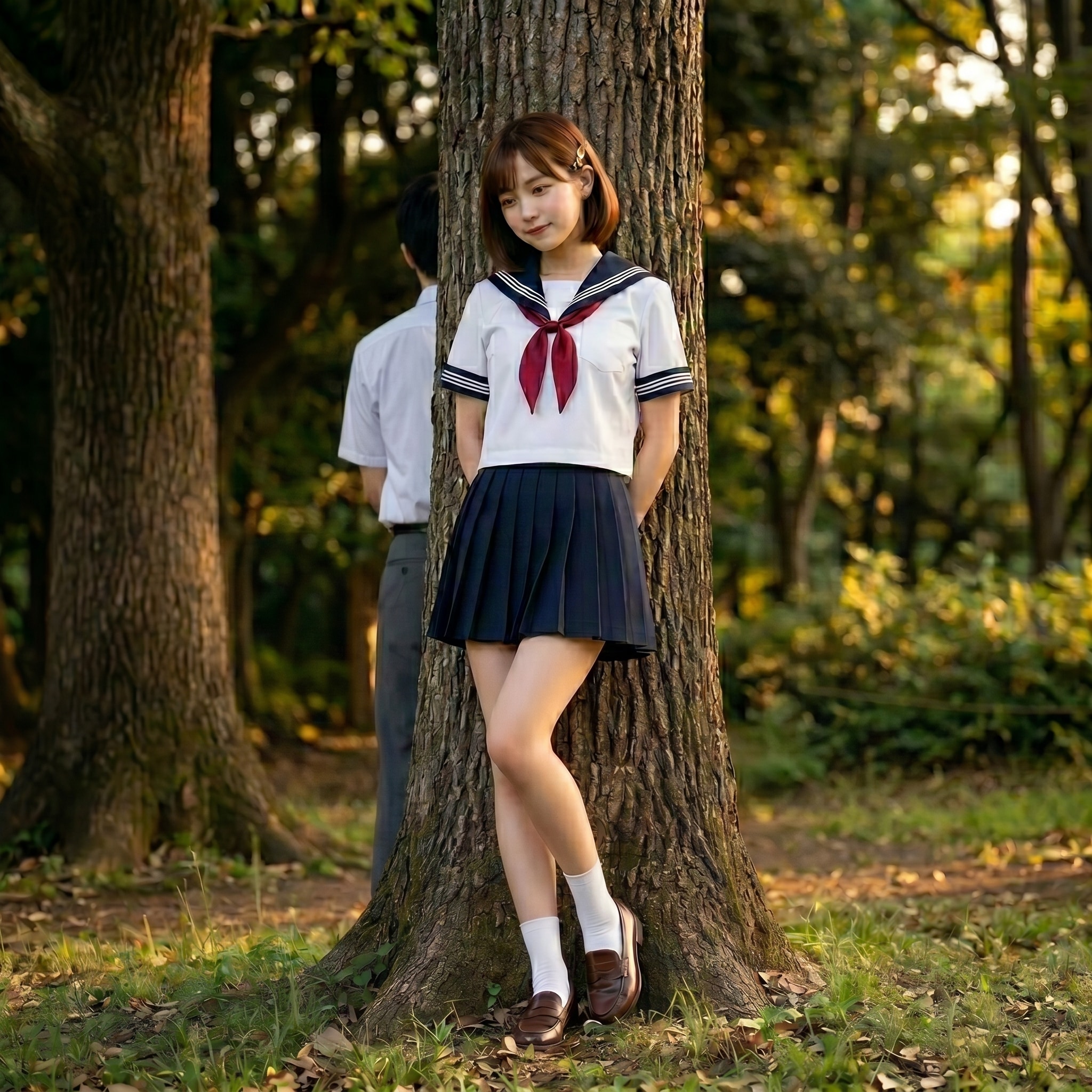 はにかみながら