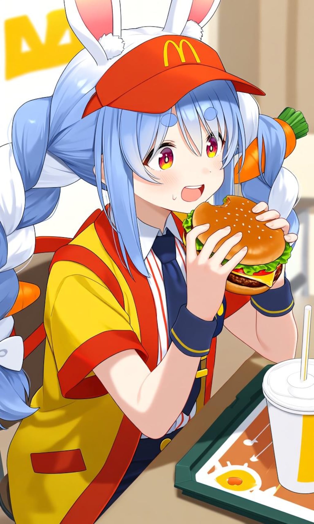 ハンバーガー食べる兎田ぺこら