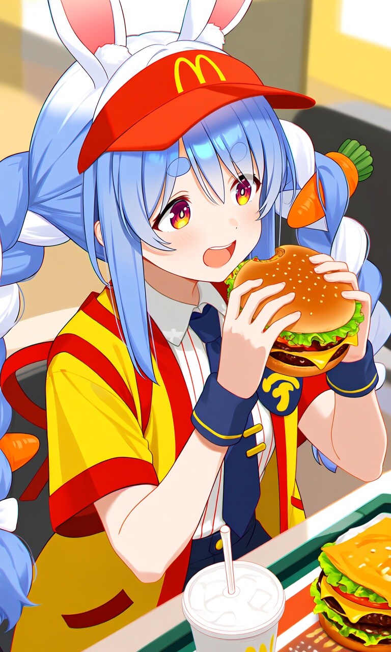 ハンバーガー食べる兎田ぺこら | の人気AIイラスト・グラビア