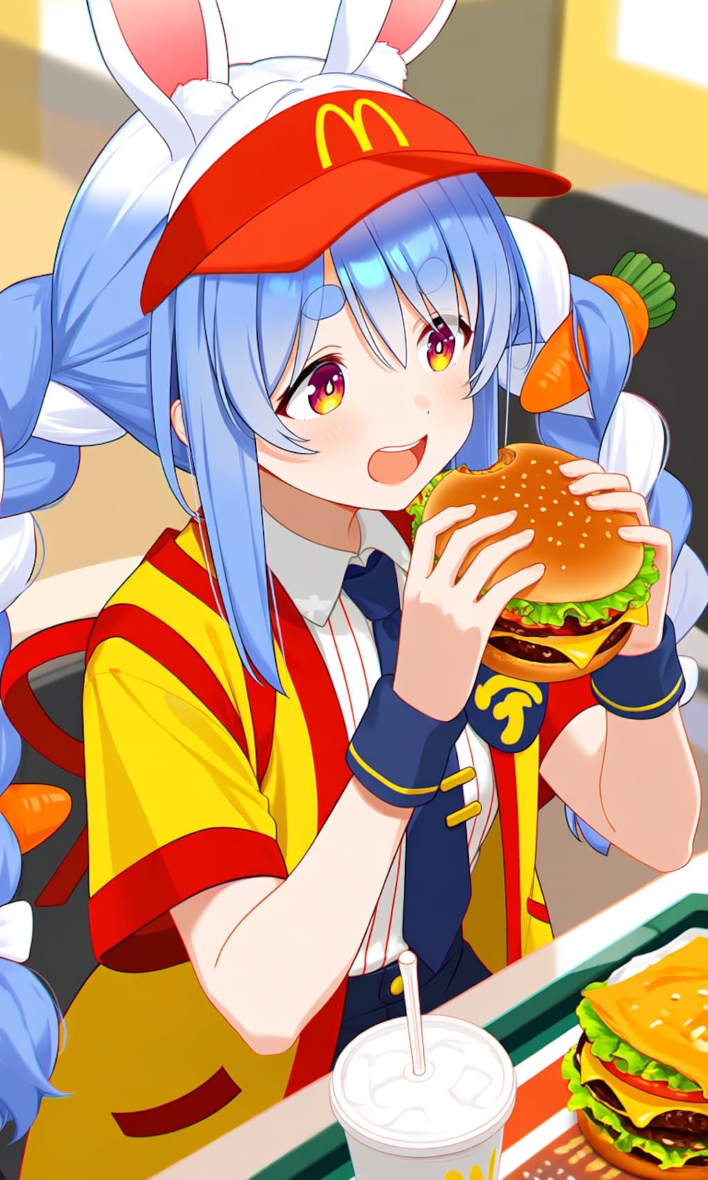 ハンバーガー食べる兎田ぺこら