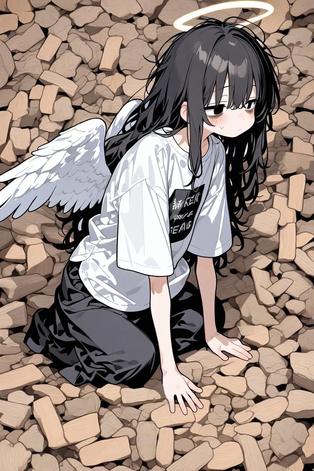 文化祭のノリで天使コスさせられる陰キャJK