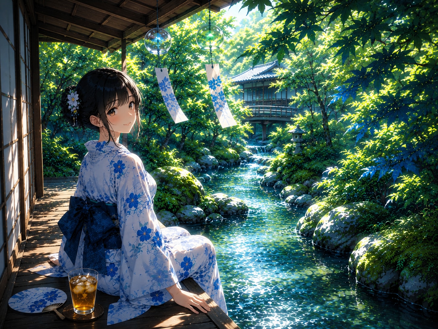 せせらぎに涼む午後