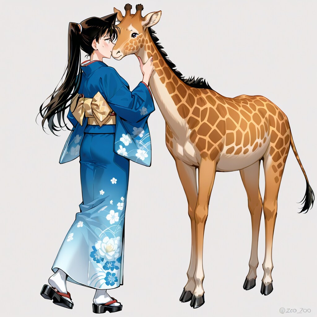 キリンと毛利蘭さん。
