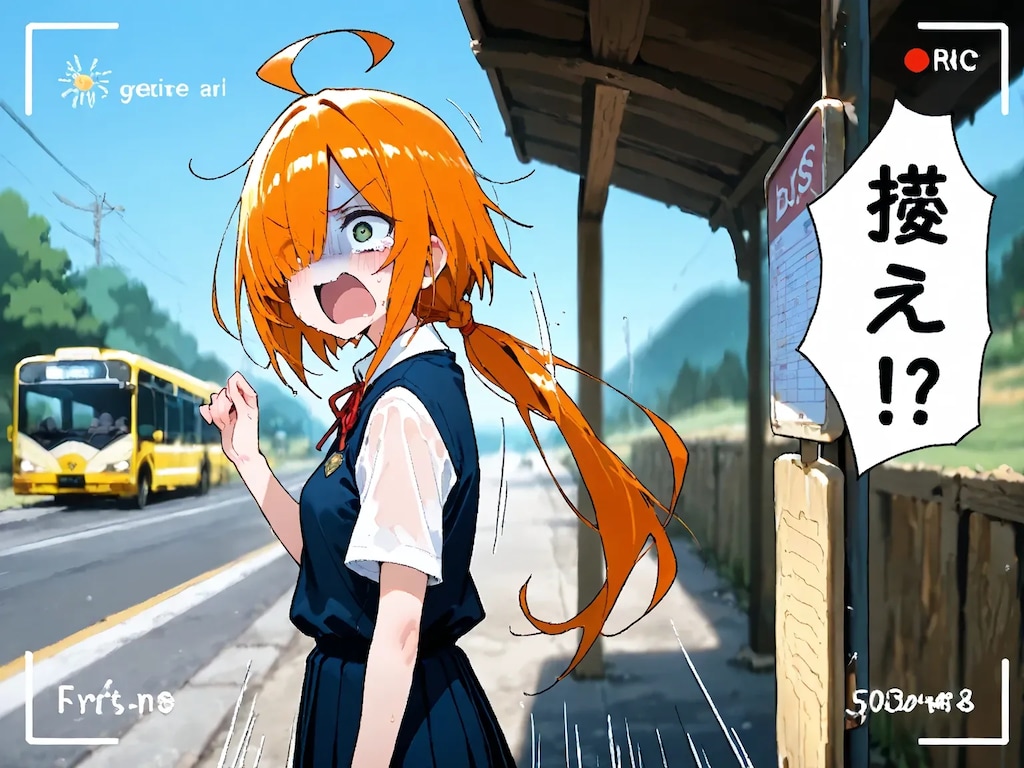 バスに乗り遅れる目隠れちゃん（泣）