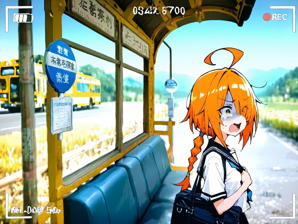 バスに乗り遅れる目隠れちゃん（泣）