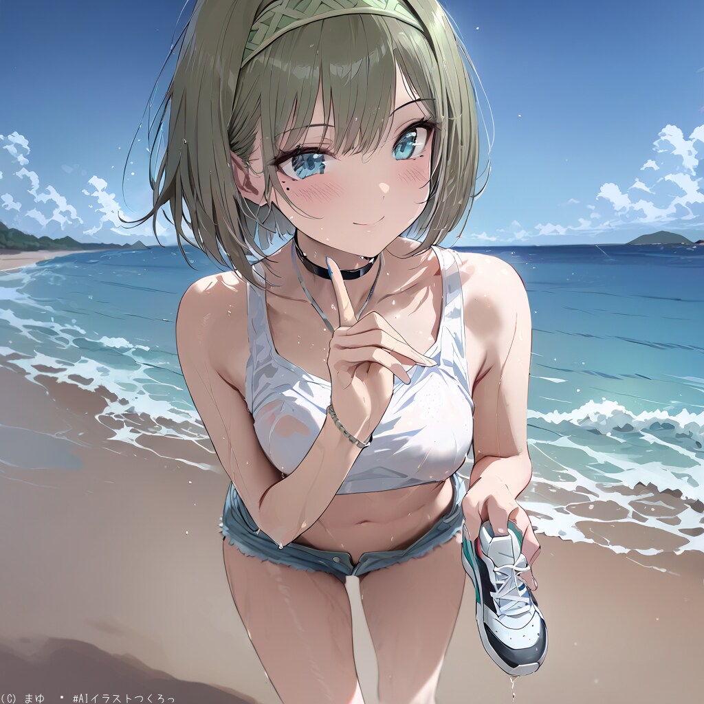 あ〜波で靴がびしょ濡れ〜