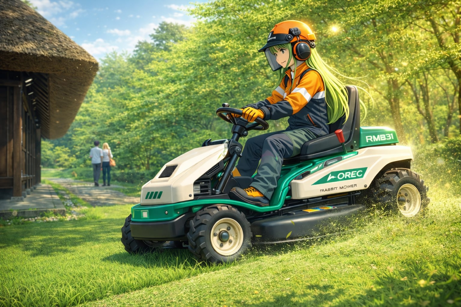 新緑を駆ける、静寂の芝刈りオペレーター | の人気AIイラスト・グラビア