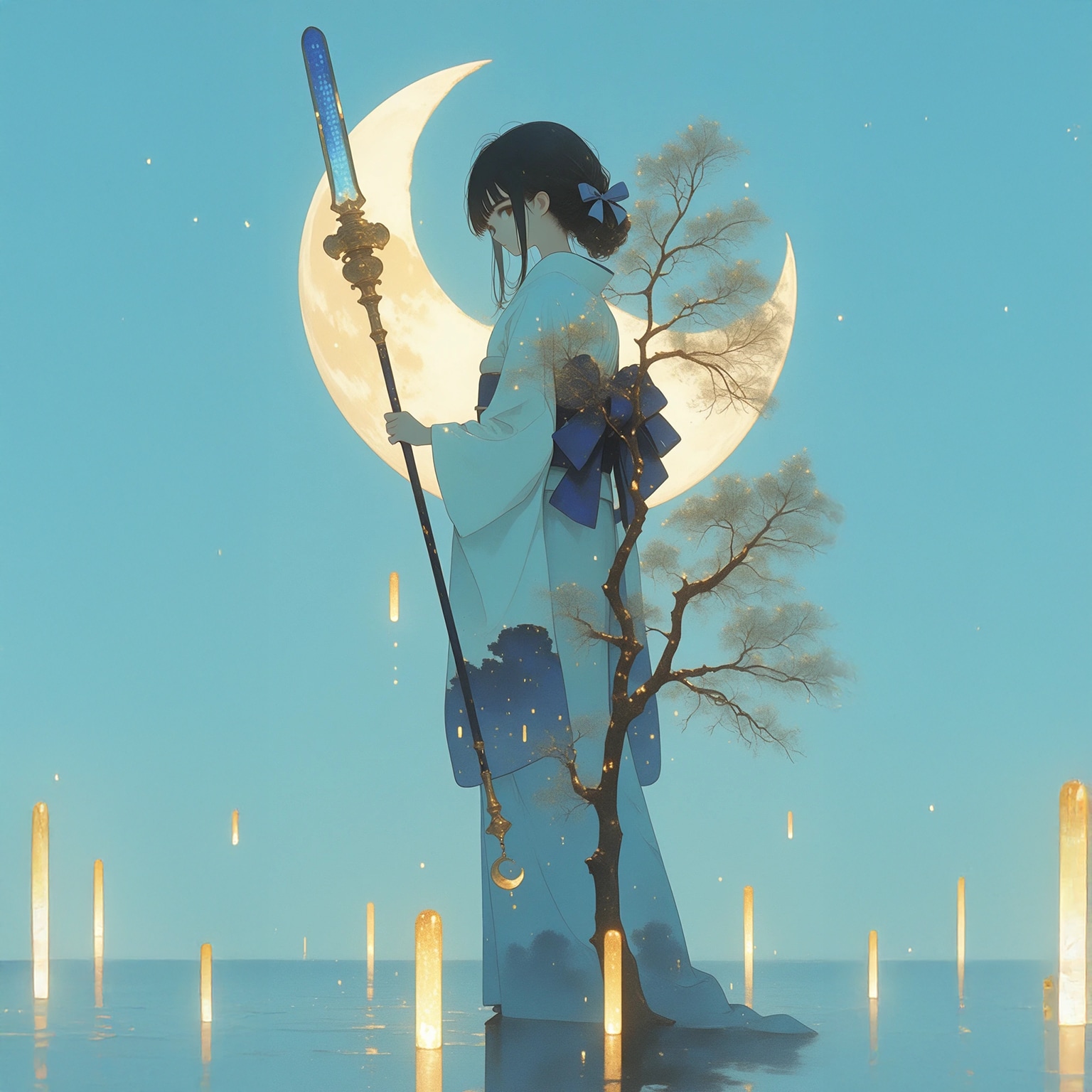 月と着物B | の人気AIイラスト・グラビア