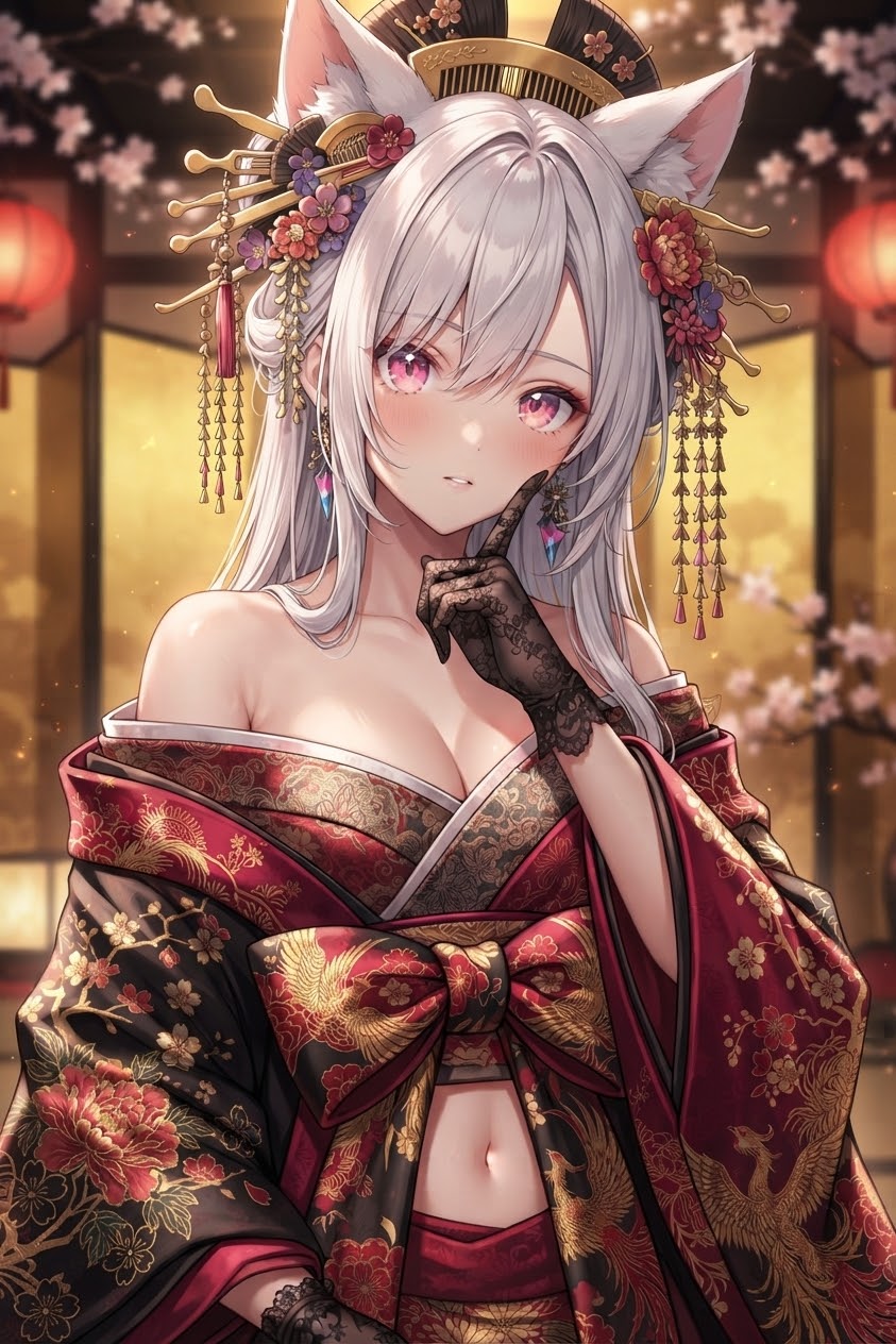 花魁　猫娘 | の人気AIイラスト・グラビア