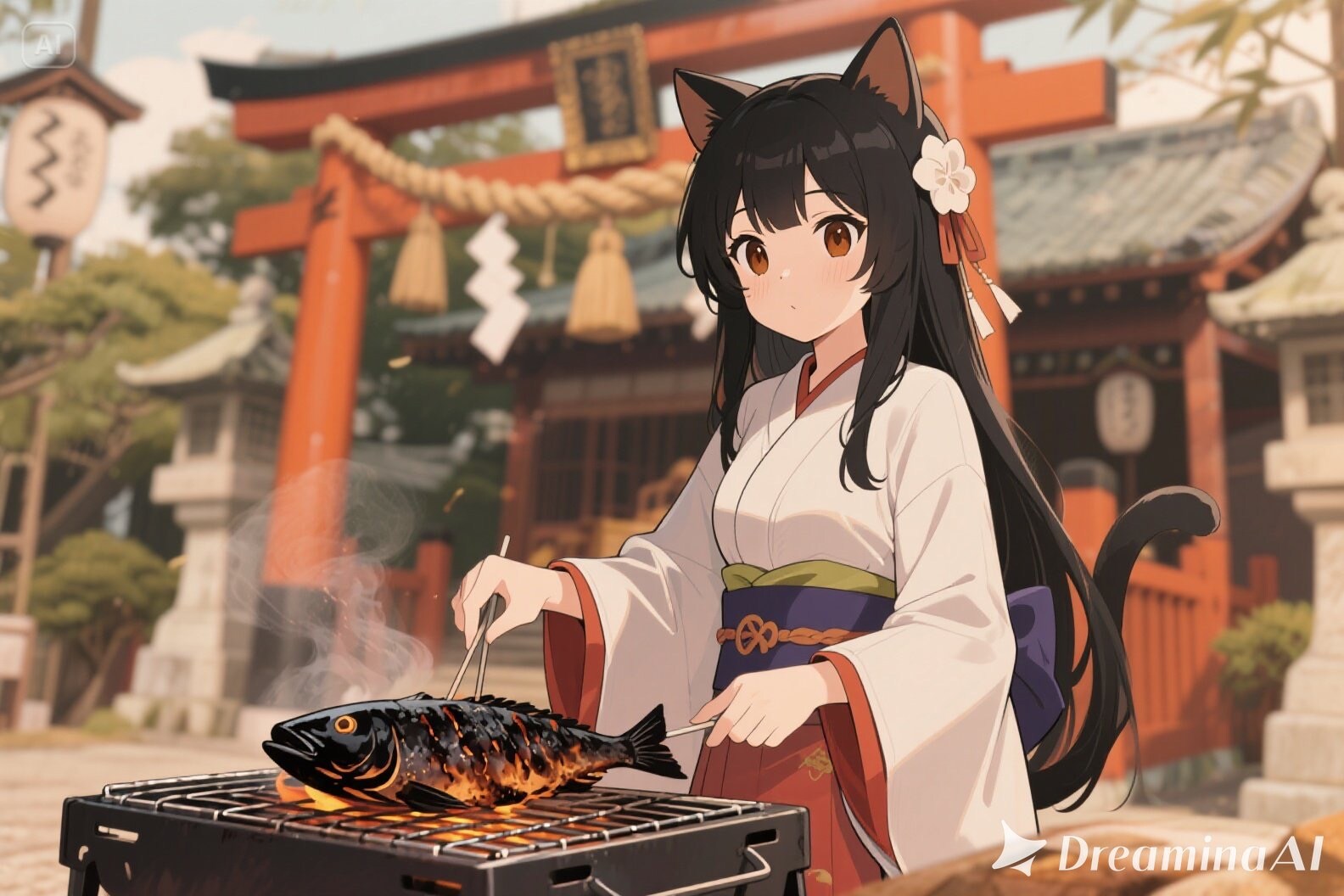 魚を焼くさくらちゃん | の人気AIイラスト・グラビア
