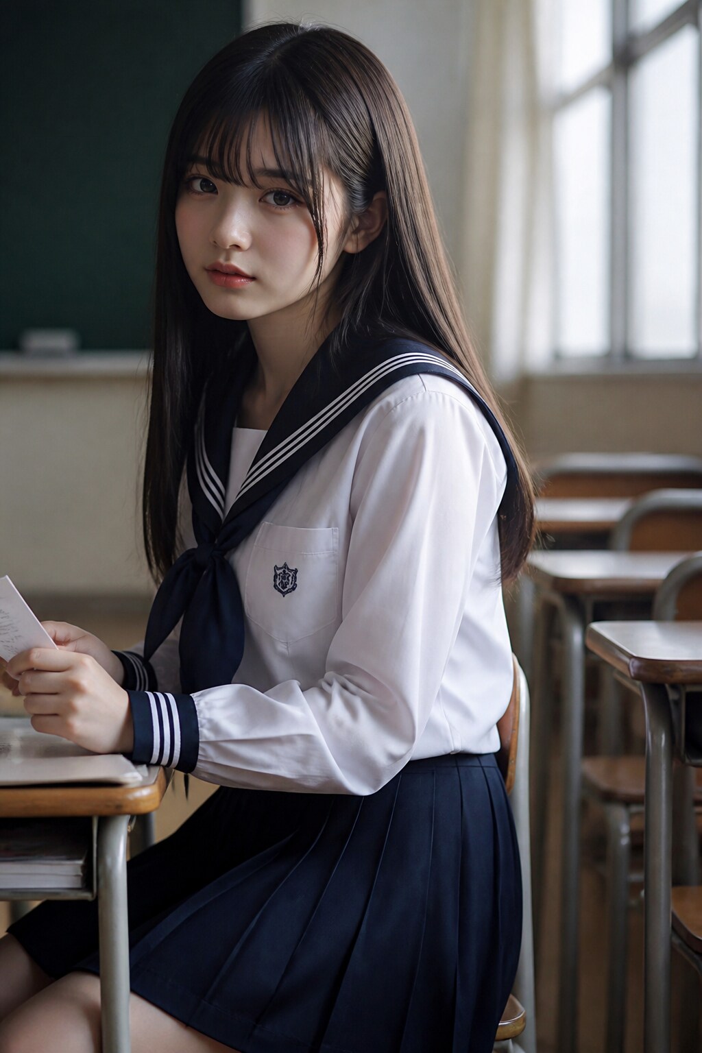 東洋随一の美貌と称される18歳の女子高生（模範解答セーラー服生成テスト）