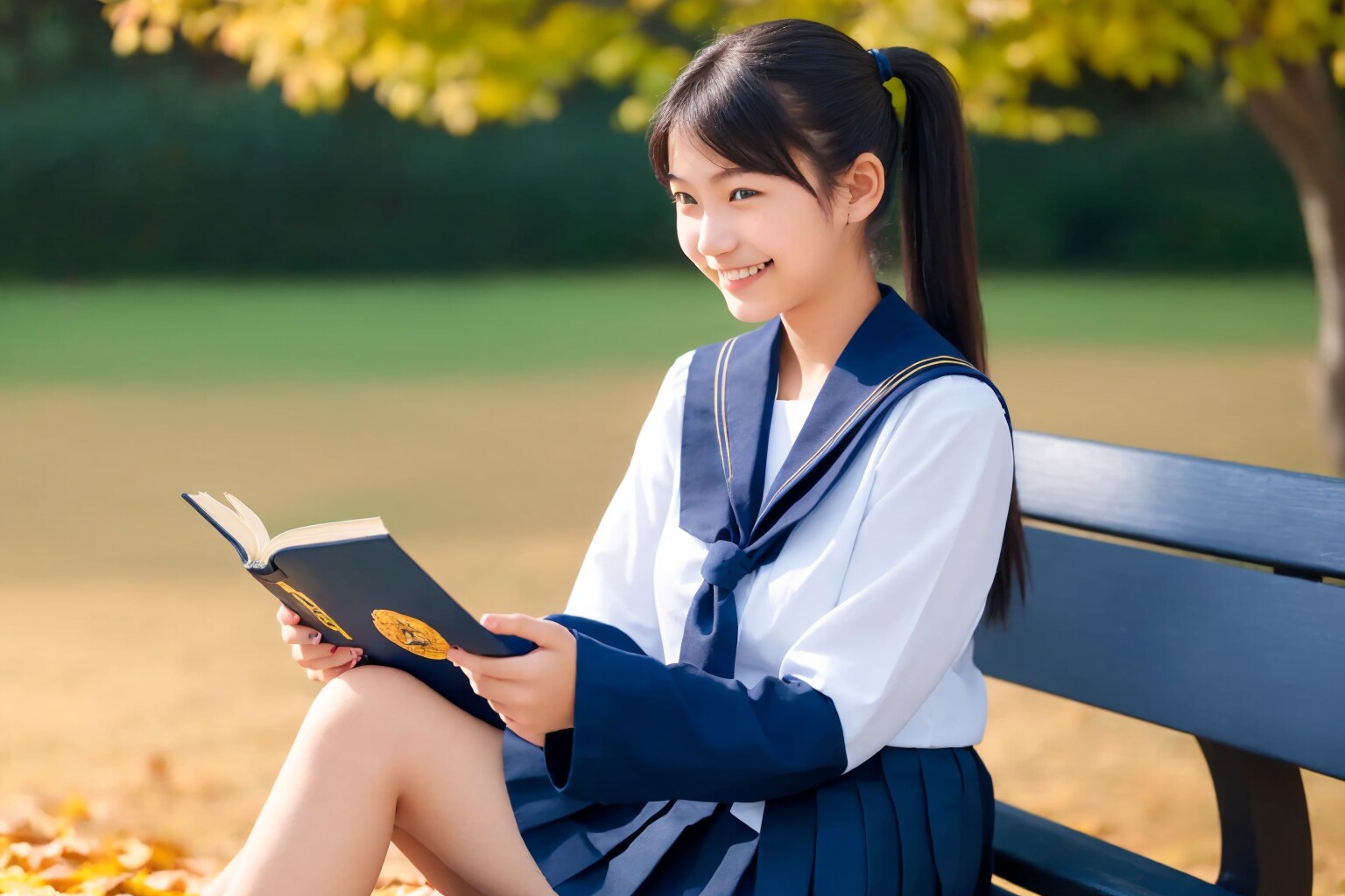 p190　公園のベンチで読書