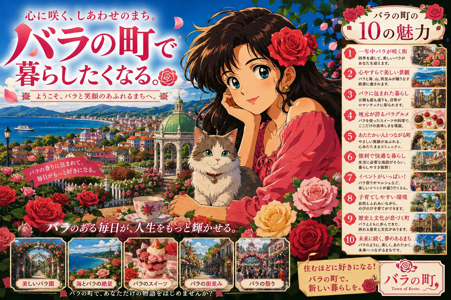 バラの街 花ある街並み、
