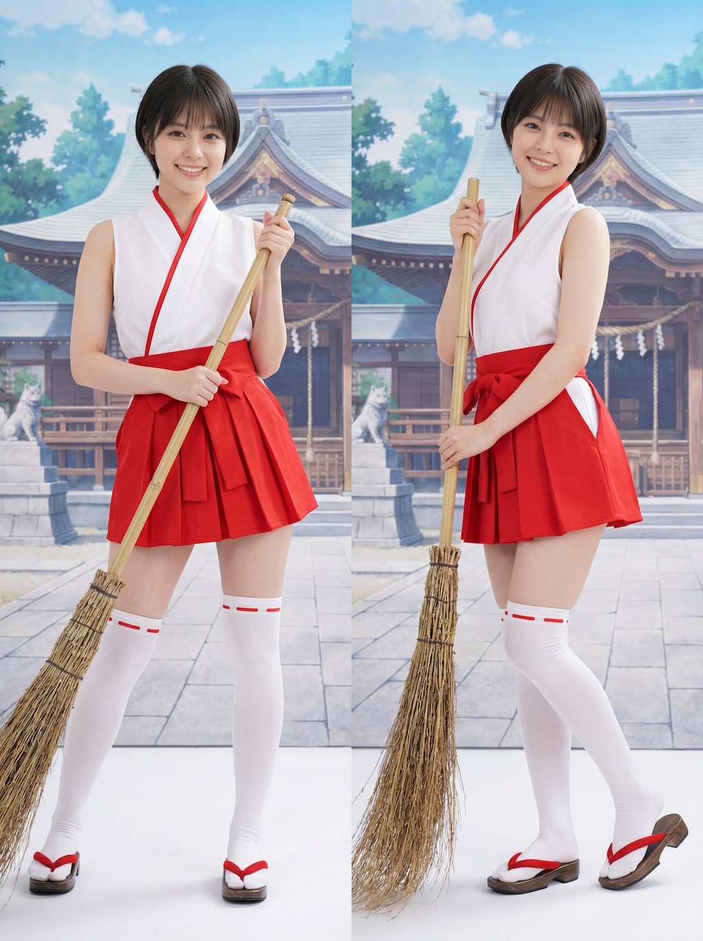 くるみ、けも耳神社の巫女服を着てみた