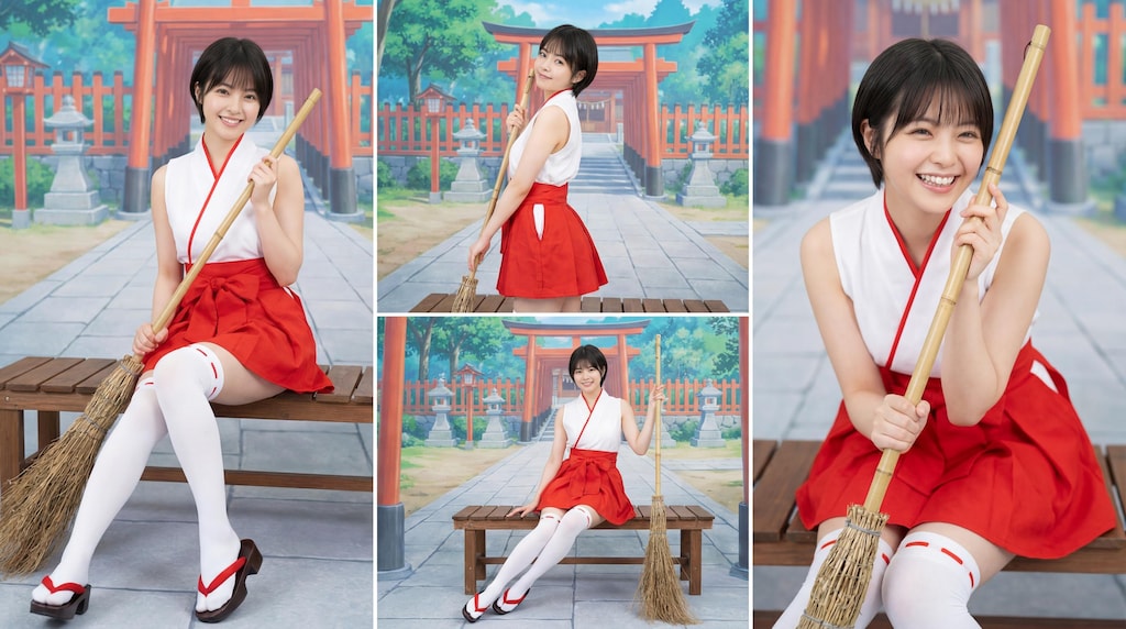 くるみ、けも耳神社の巫女服を着てみた