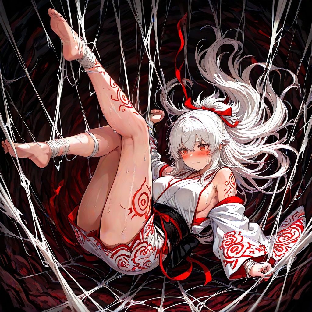 灯華 「こんなところに大蜘蛛の巣があるなんて‥」 | の人気AIイラスト・グラビア