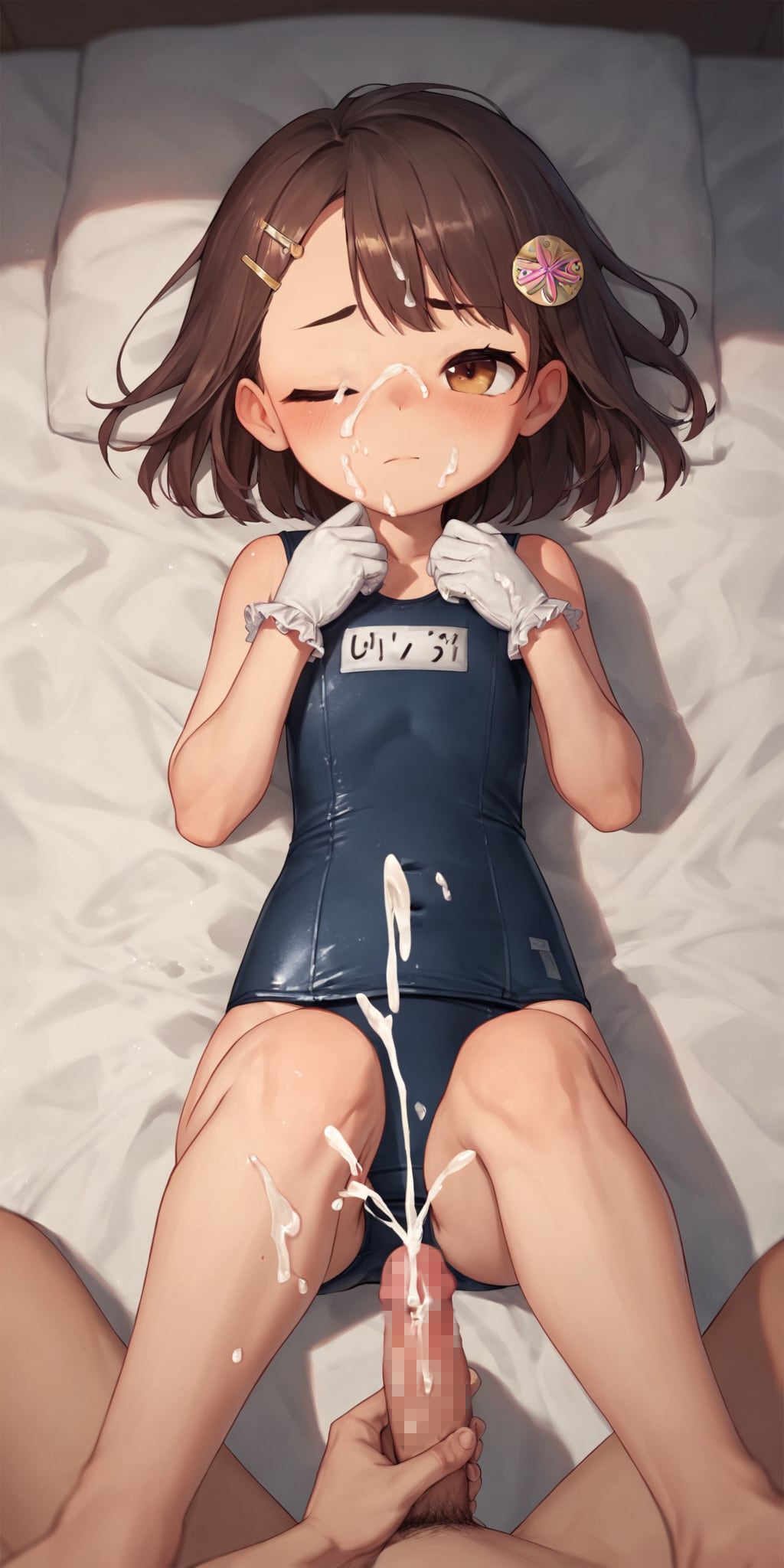 スク水手コキぶっかけ