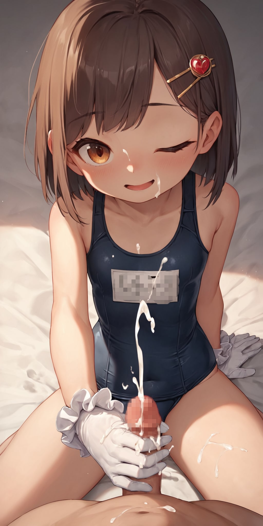 スク水手コキぶっかけ