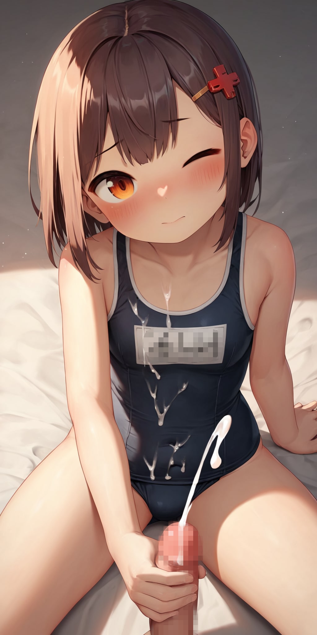 スク水手コキぶっかけ