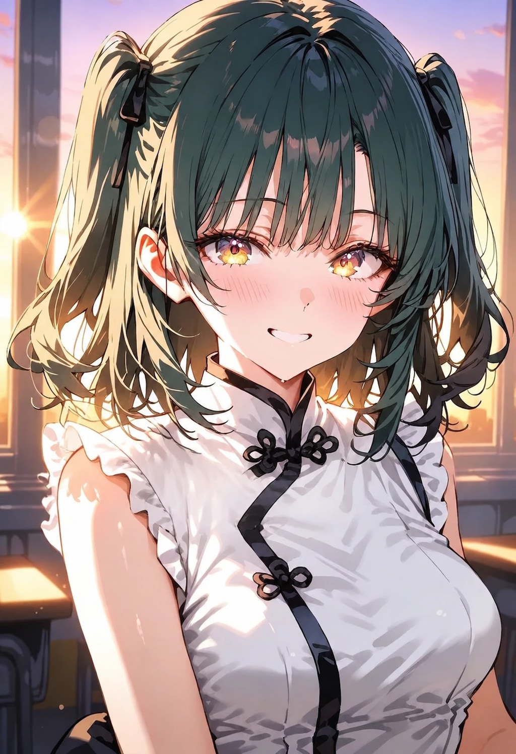 チャイナ服を着る美少女