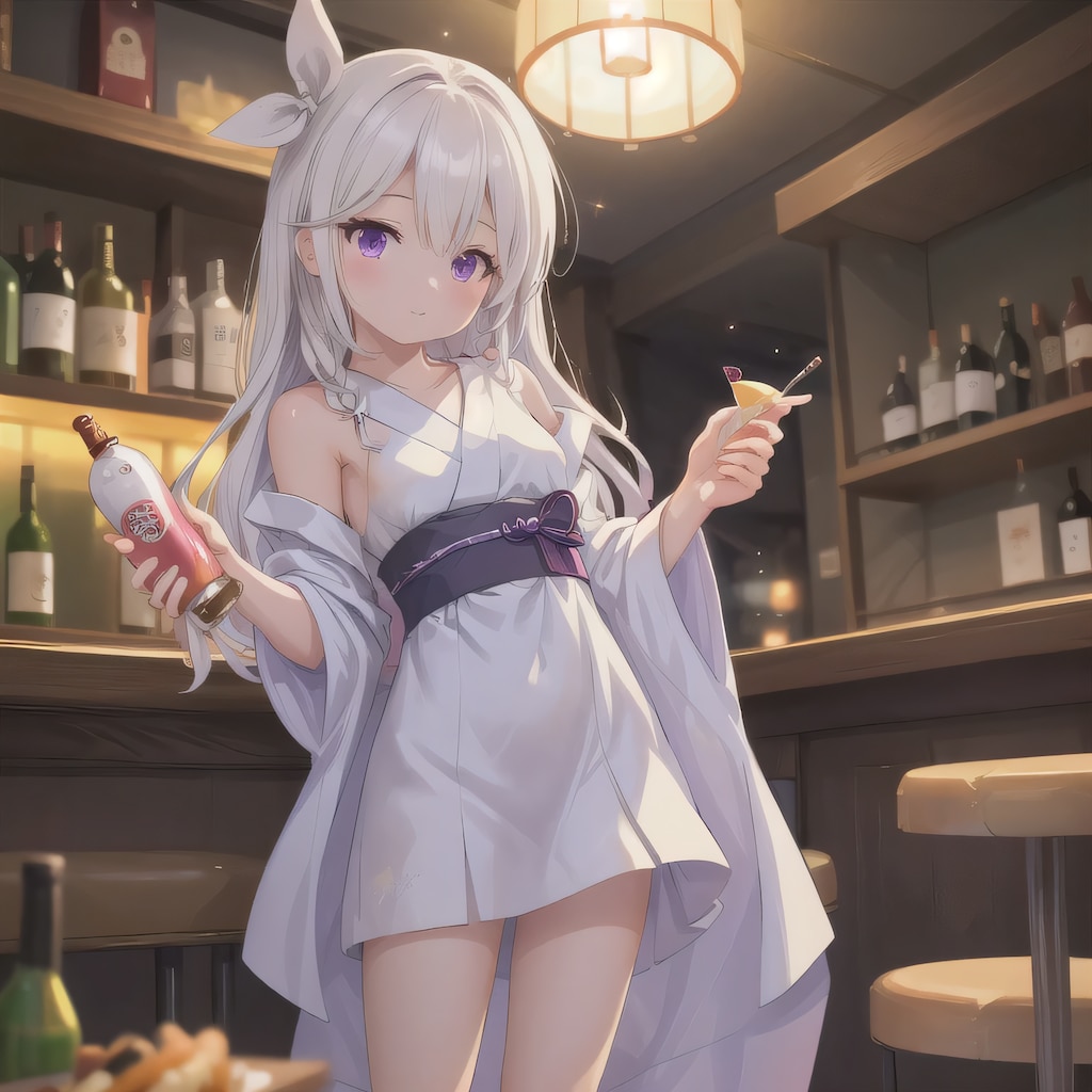 白髪ロングで酒場の少女６