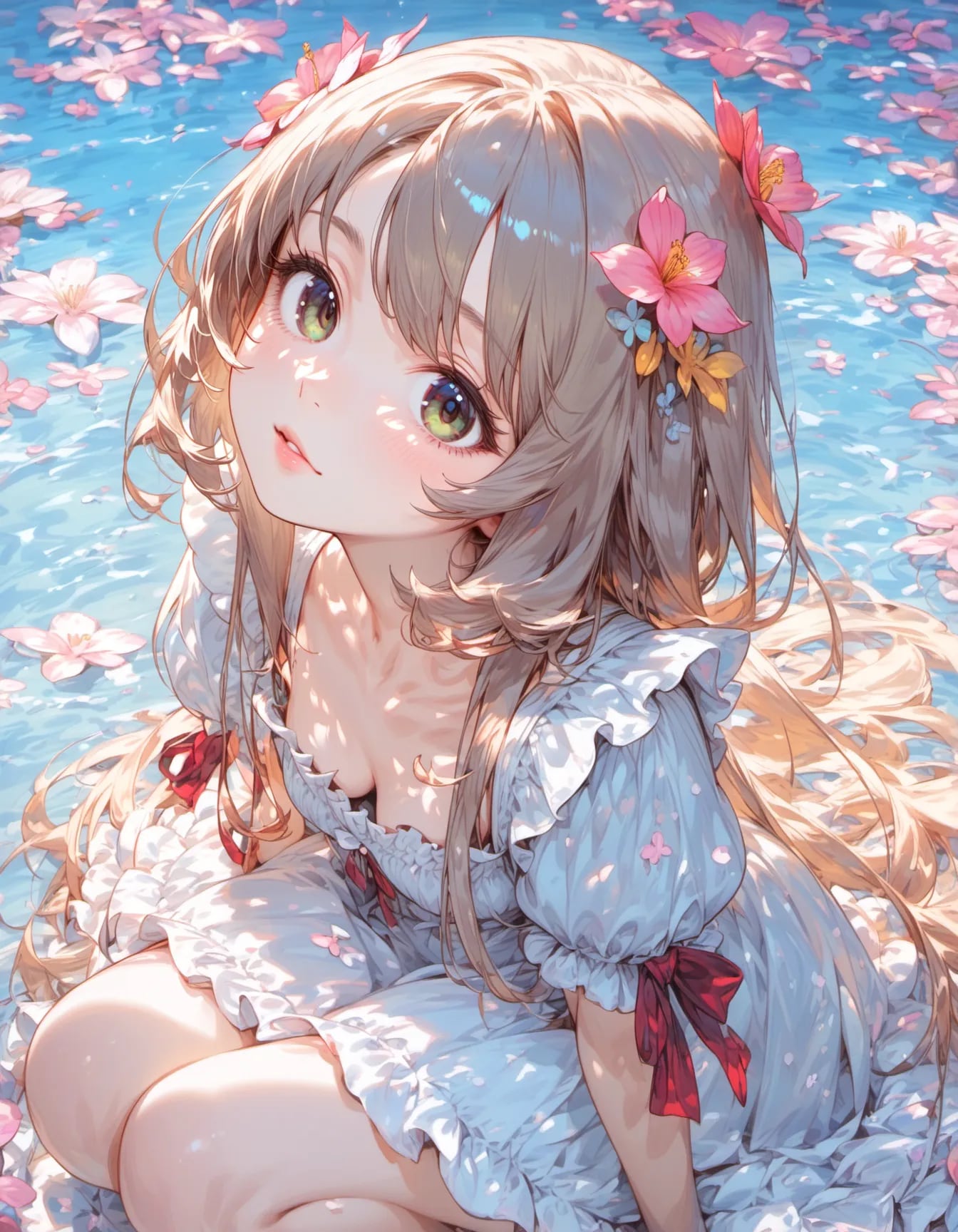 Petals Upon Blue Water | の人気AIイラスト・グラビア