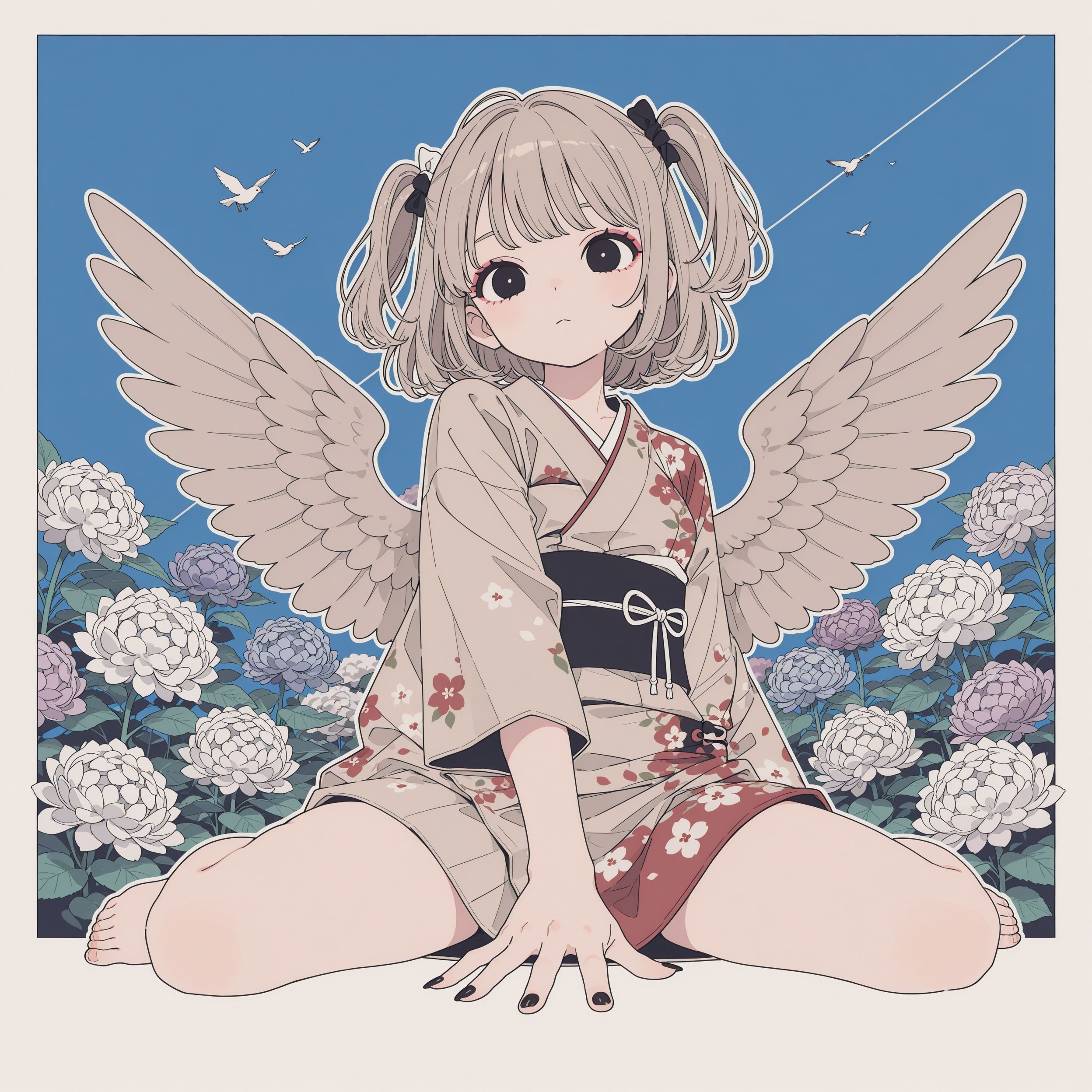 鈴女と紫陽花