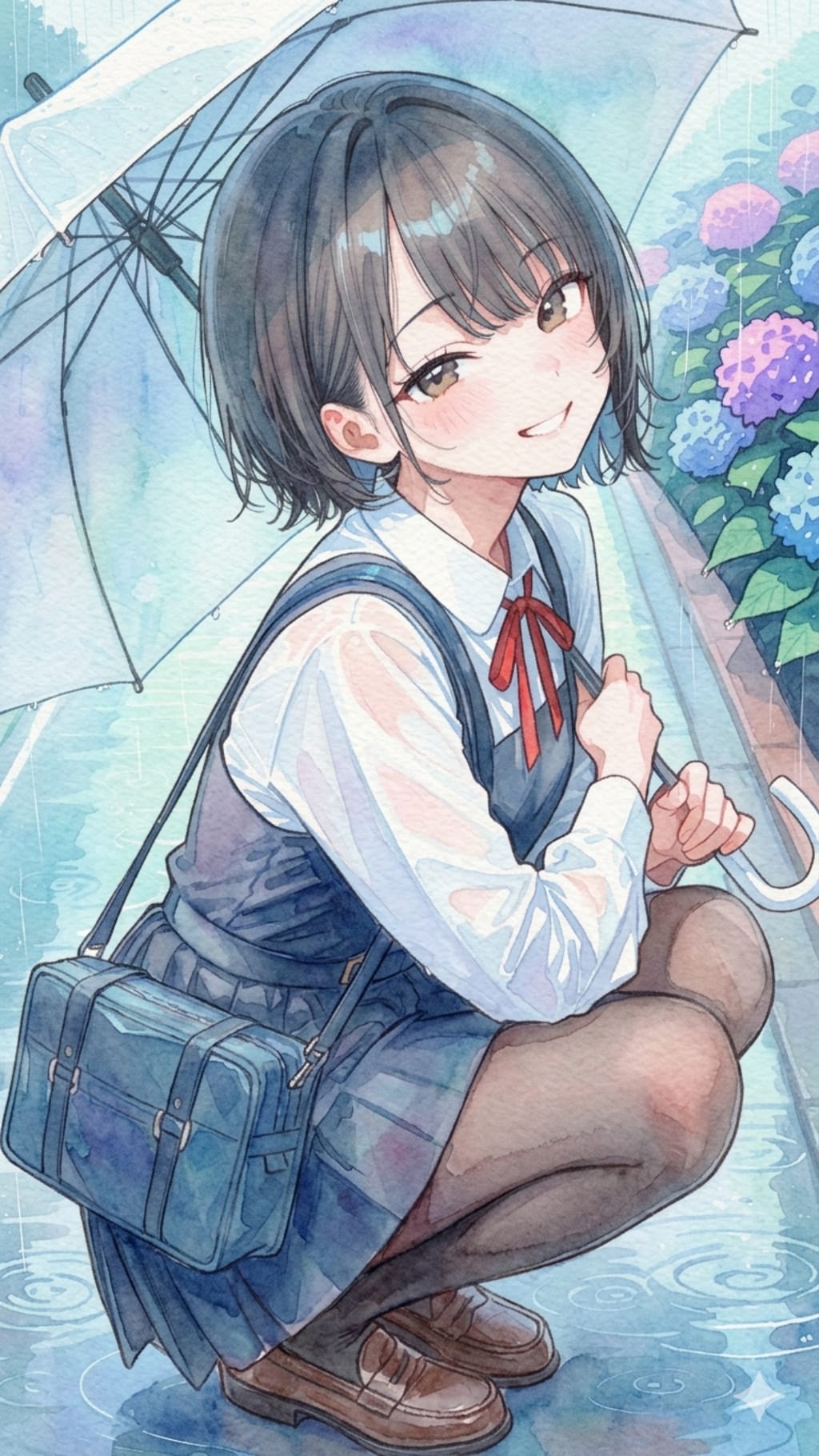 紫陽花には水彩タッチ
