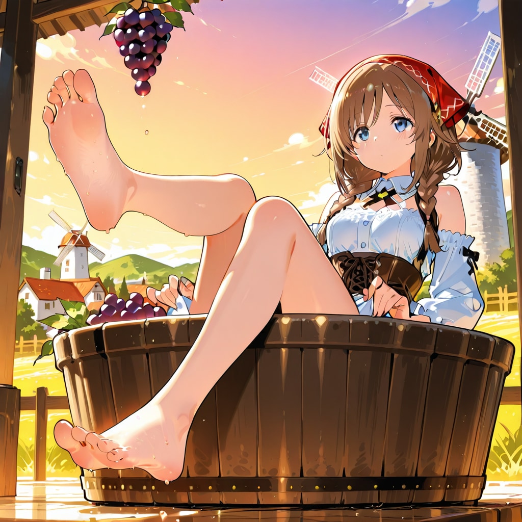 ぶどう踏みの村娘NGシーン集 | の人気AIイラスト・グラビア