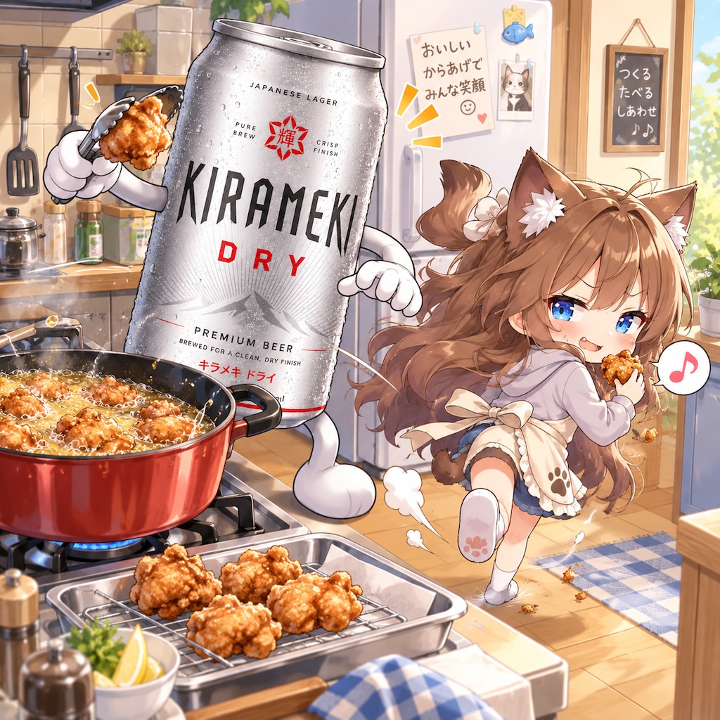 唐揚げをつまみ食いする小さな女の子
