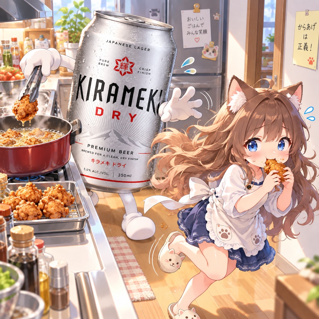 唐揚げをつまみ食いする小さな女の子