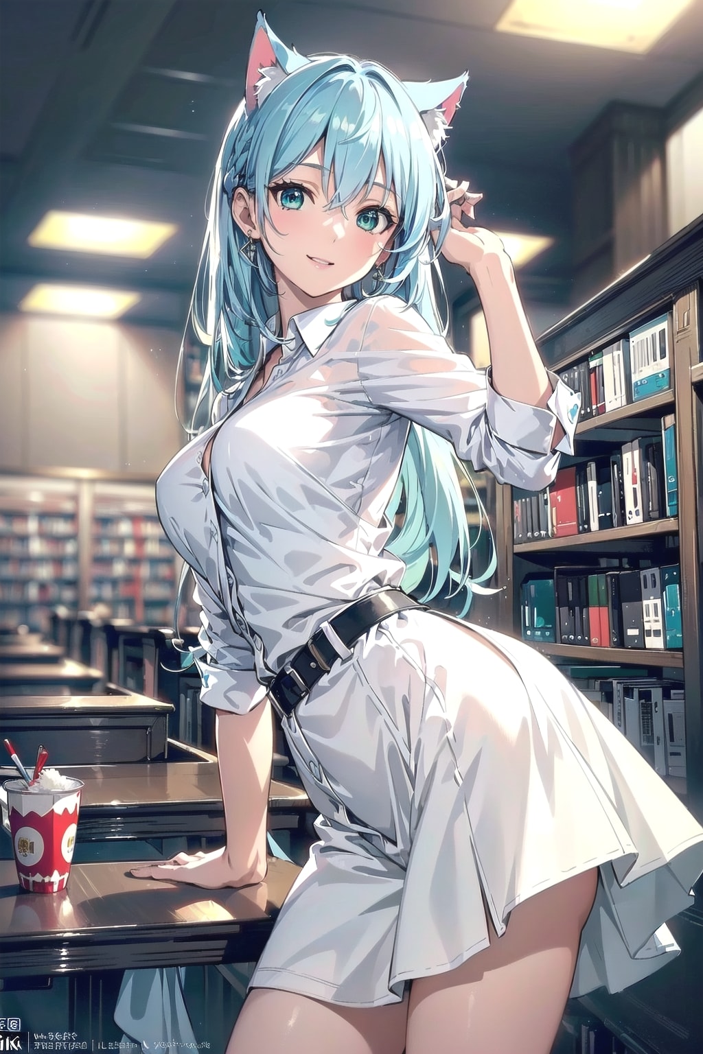 猫耳図書館の読書啓発ポスター📖🐱✨