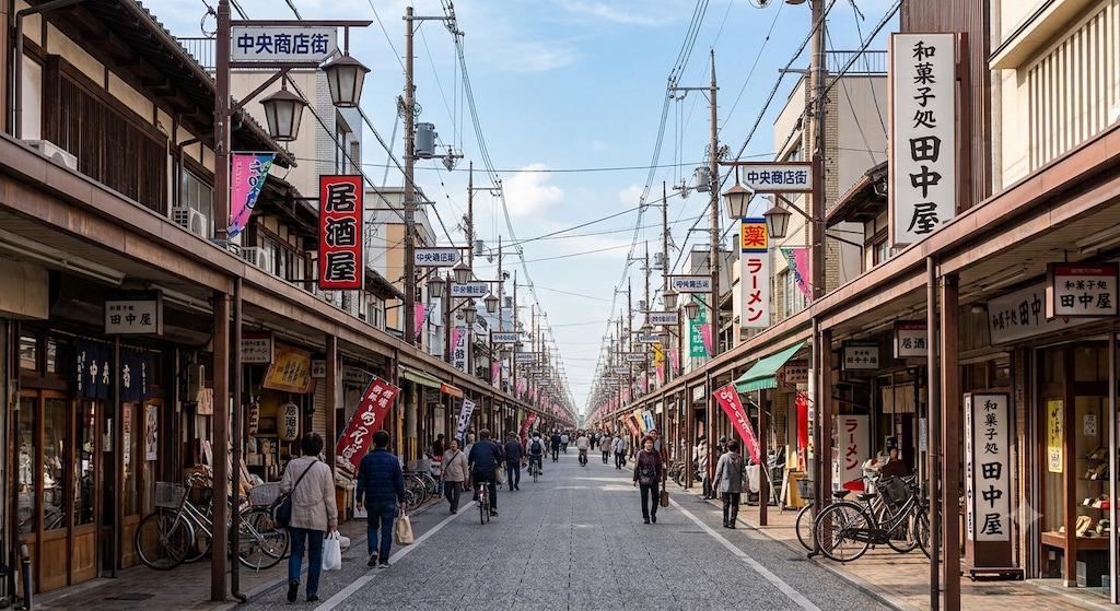 地平の彼方まで伸びる長い長い商店街があった