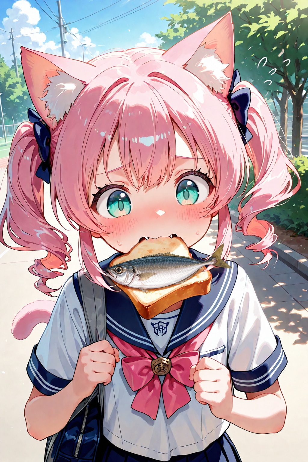 猫耳ピンクちゃんの登校風景