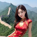 万里の長城とチャイナ服 2枚目