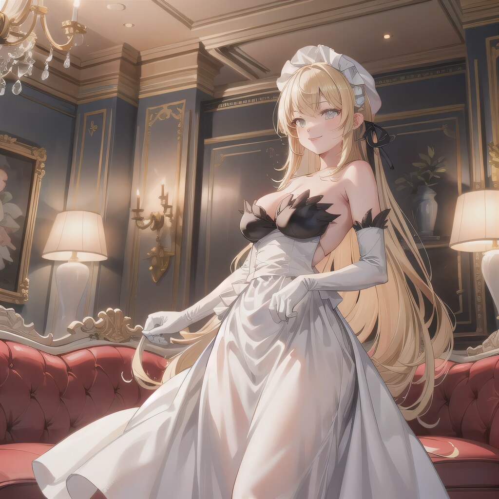 金髪ロングでメイド服の美女３