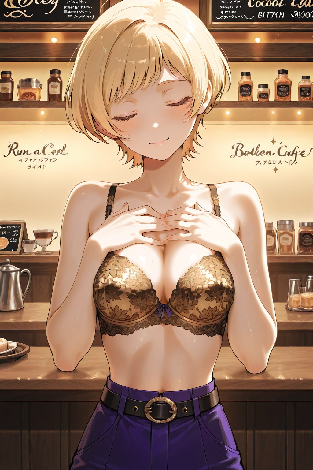 かっこかわいいカフェバーオーナージェシカ・ブレストンの純金レースブラ