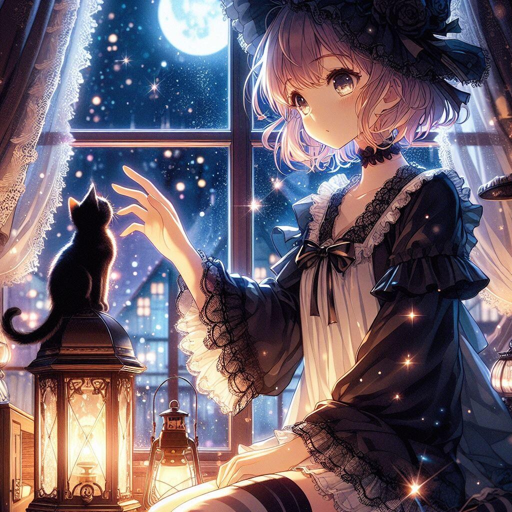 雨夜の月と時計塔と私とこのコ