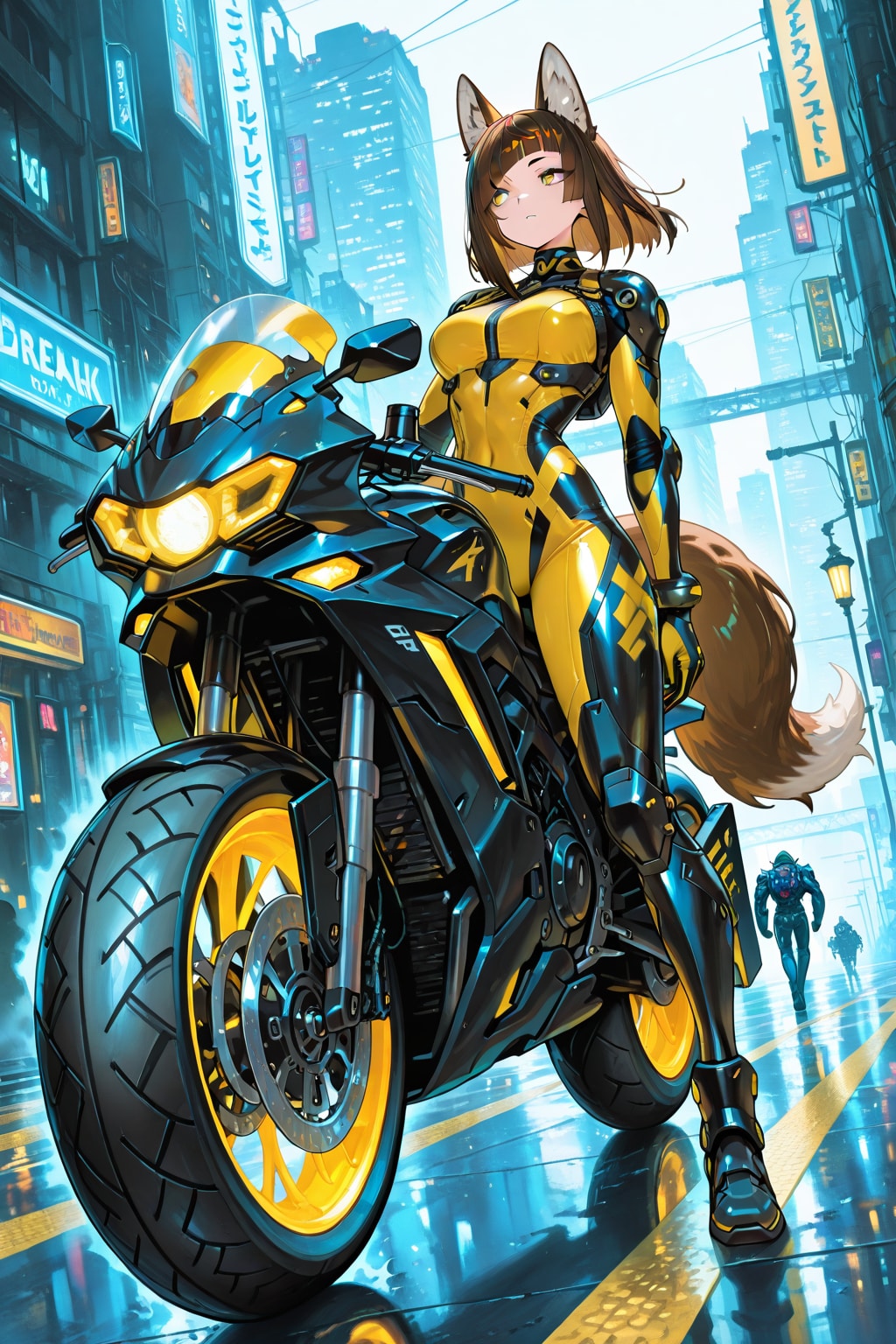 バイクに跨る狐娘 | の人気AIイラスト・グラビア
