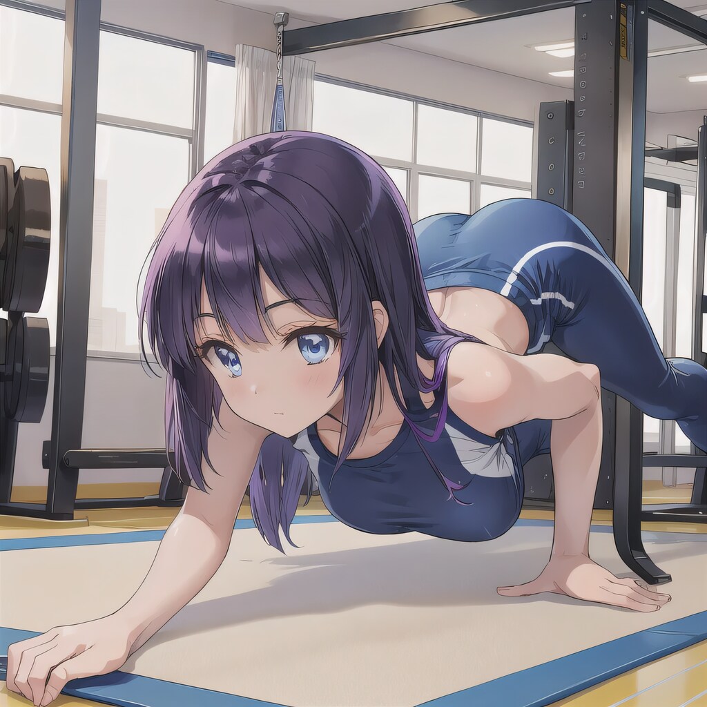 紫髪ロングで筋トレの少女３