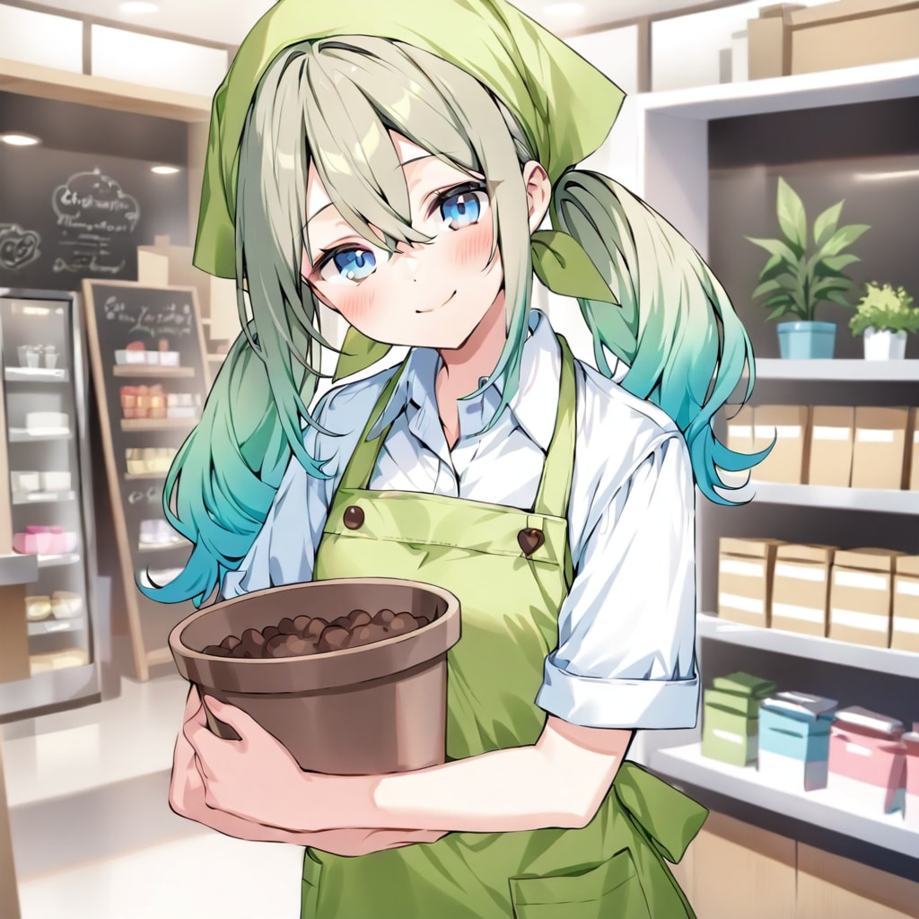 スーパーちちぷいでアルバイトをする若葉ちゃん